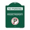 Signmission No Parking-Private Property W/ No Parking, Green & White Aluminum Sign, 18" x 24", GW-1824-23799 A-DES-GW-1824-23799 - alternate 1
